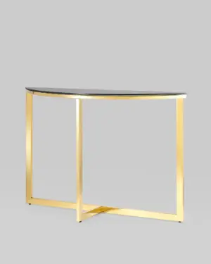 Консоль полукруглая АЛЬБА 115*30 золото стекло черное