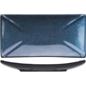 Блюдо для суши Борисовская Керамика «Млечный путь голубой»; H40, L275, B140мм, фарфор; голубой, черный артикул ФРФ88807664