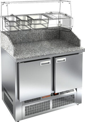 Стол холодильный для пиццы HiCold PZE3-11/SN (каменная столешница под витрину)