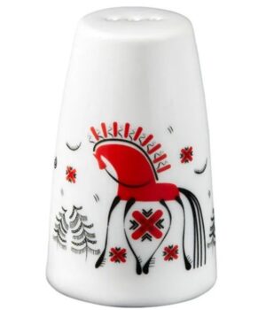 Перечница Башкирский фарфор Мезень Принц Кони 70 мл, D 50 мм, H 82 мм белый, красная артикул ИПР 03.70.Д1302:06
