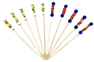 Шпажки Пика "Рио",синий,белый 12 см, бамбук, 100 шт