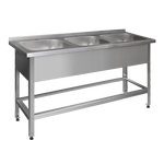 Ванна моечная цельнотянутая 3-секционная Финист ВМНц-3 (1800х700х850) мойки 500х500х300 мм. борт, 3 отверстия, каркас из нерж.стали