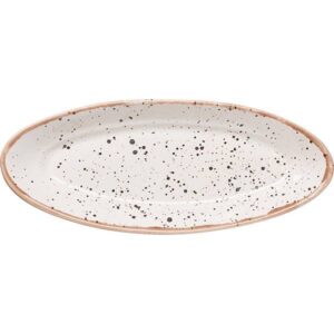 Блюдо Борисовская Керамика «Пунто Бьянка» овальное; L28, B11,5см, фарфор, белый, черный артикул ФРФ88801651