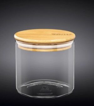Банка для сыпучих продуктов Wilmax деревянная крышка 600 мл, H 100 мм, D 100 мм артикул WL-888502/A