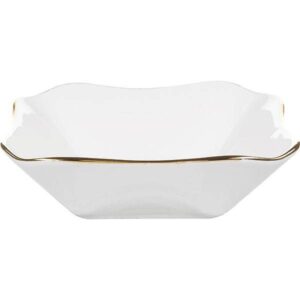 Салатник Добрушский фарфоровый завод квадратный, H40, L135, B135мм, фарфор, белый, золотой артикул 8C0558