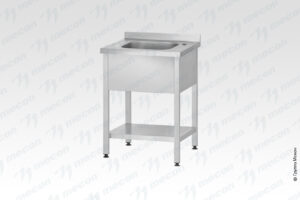 Ванна моечная ВМЦп - 1500*700*860 "Profi Inox", 2 м/о 500*500*300, борт, отв. д/смесит.