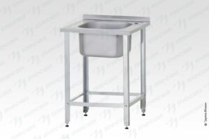 Ванна моечная ВМЦб 1000*600 "Base", 2 м/о 400*400*250, борт, отв. д/смесит.