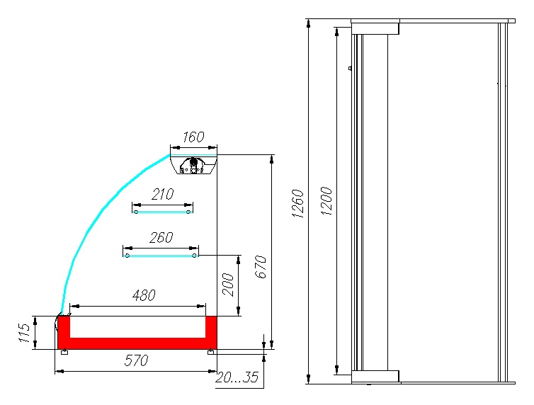 Витрина нейтральная Carboma A57 N 1,2-1 (1,2 Арго XL) (цвет по схеме)