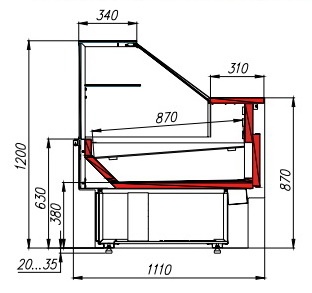 Витрина нейтральная Carboma Bavaria 2 GC110 N 0,94-1 (без боковин) (1005 Венге)