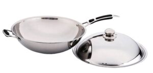 Сковорода WOK Indokor WIND36AL D 360 мм, H 115 мм нерж. сталь, с крышкой, ручка с силиконовой вставкой артикул 97799