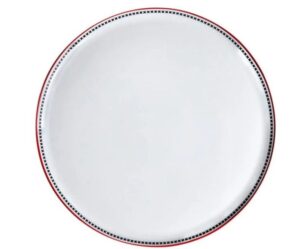 Блюдо для пиццы Башкирский фарфор Мезень Принц Крестики D 320 мм, H 11 мм белое, красное артикул ИБП 03.320.Д1302:05