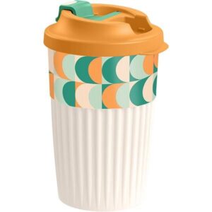 Термостакан RESTOLA Геометрия 450 мл, D 92 мм, H 147 мм бежевый, оранжевый артикул 433277308