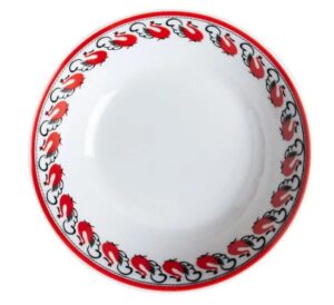 Салатник Башкирский фарфор Мезень Принц Лебеди 300 мл, D 158 мм, H 43 мм белая, красная артикул ИСТ 03.300.Д1302:07