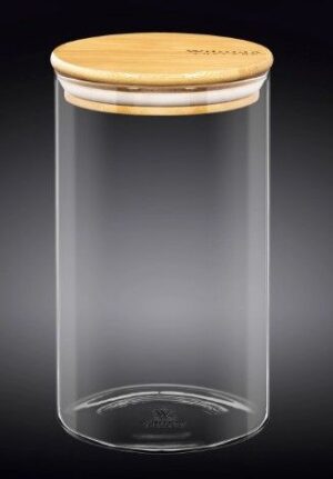Банка для сыпучих продуктов Wilmax деревянная крышка 1100 мл, H 175 мм, D 100 мм артикул WL-888505/A