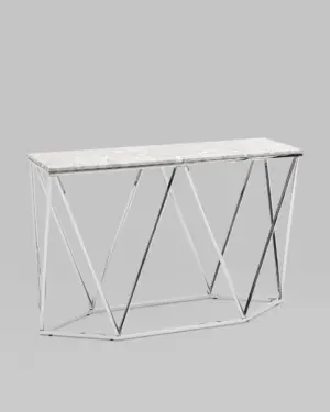 Консоль Авалон 122*41 серый мрамор сталь серебро