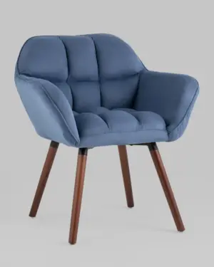 Кресло Брайан глубокий синий на деревянных ножках