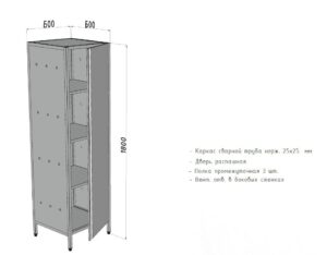 Шкаф для хранения хлеба Финист (600х600х1800)