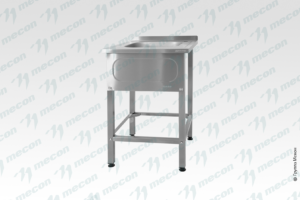 Ванна моечная ВМЦн - 1500*700*860 "Norma Inox", 3 м/о 400*500*250, борт, 2 отв. д/смесит., экран (ножка профильная, тр. 40*40)