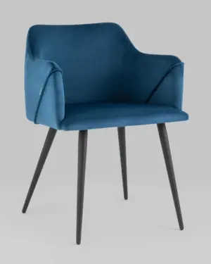 Стул с подлокотниками Джоэл велюр синий 2 шт