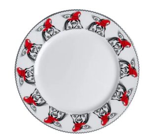 Тарелка Башкирский фарфор Мезень Классик Кони D 250 мм, H 22 мм белая, красная артикул 0933250.Д1302:06