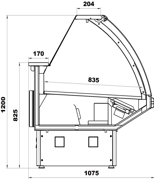 Холодильная витрина Марихолодмаш Парабель ВХСн-1,25 (без боковин, ТРВ, одна тумба)