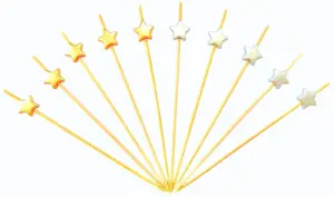 Шпажки Пика "Звезда"золото,серебро 7см, 100 шт, бамбук