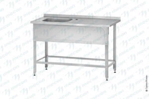 Ванна с рабочей поверхностью РПЦн - 1500*600*860 "Norma Zn", левое м/о 500*400*250, борт, отв. д/смесит., экран (ножка угловая)