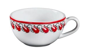 Чашка Башкирский фарфор Мезень Классик Лебеди 250 мл, D 133 мм, H 57 мм белая, красная артикул 2433250.Д1302:07