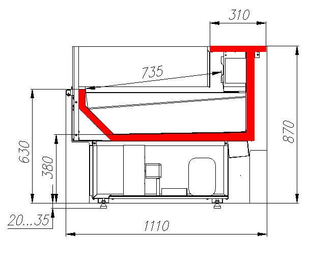 Витрина холодильная Carboma Bavaria 2 GC110 SP 1,25-2 (ВХСл-1,25) рыба на льду (Сталь)