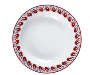 Тарелка Башкирский фарфор Мезень Принц Лебеди D 225 мм, H 39 мм белая, красная артикул ИТГ 03.225.Д1302:07