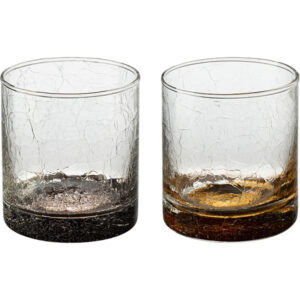 Стакан Олд Фэшн Неман Кракле 350 мл, D 75 мм, H 90 мм с золотой или черной пудрой, прозрачный артикул 11376/цв-37532