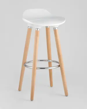 Стул барный Модерн белый пластик ножки из дерева 2 шт