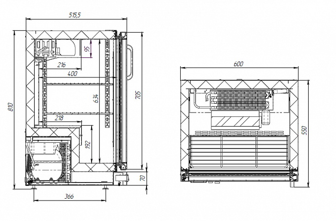 Барный холодильный шкаф Polair TD101-G (без столешницы)