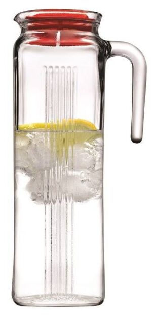 Кувшин PASABAHCE Frigo 1300 мл, D 97 мм, H 270 мм, с красной крышкой артикул 80052/b