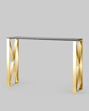 Консольный столик КРОСС 115*30 золото стекло smoke