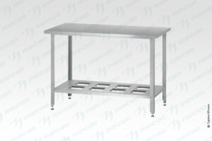 Стол производственный СПРн - 600*600*860 "Norma", борт (каркас цинк; полка-решетка, нерж. 430; ножка угловая)