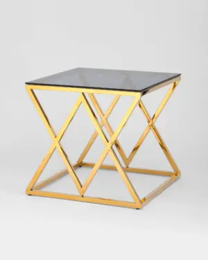 Журнальный стол 55*55 ИНСИГНИЯ золото стекло smoke