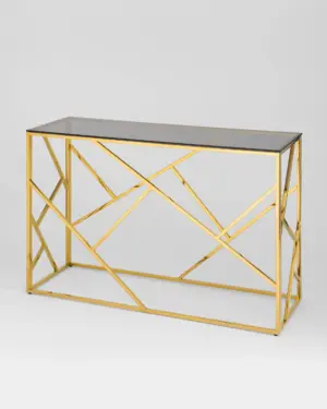 Консоль АРТ ДЕКО 120х40 золото стекло smoke