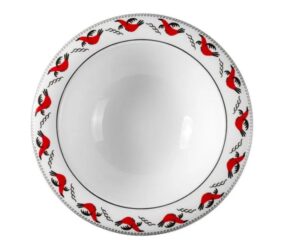 Тарелка Башкирский фарфор Мезень Эстет Гуси D 220 мм, H 60 мм белая, красная артикул ИТГ 38.220Д1302:02