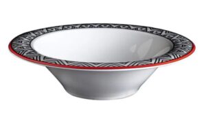 Тарелка Башкирский фарфор Мезень Эстет Геометрия D 220 мм, H 60 мм белая, красная артикул ИТГ 38.220Д1302:01