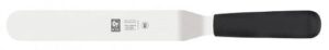 Шпатель кондитерский Icel 445 мм. изогнутая раб. часть 30*4 см. нерж. узкая с пластик. ручкой черн. артикул 541.6006.30