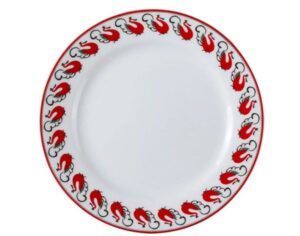 Тарелка Башкирский фарфор Мезень Классик Лебеди D 190 мм, H 20 мм белая, красная артикул 0933190.Д1302:07