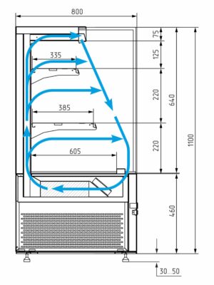 Витрина кондитерская Carboma Cosmo KC78-110 VV 1,2-2 (открытая) (9005)