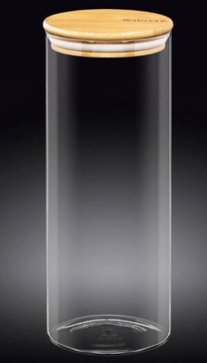 Банка для сыпучих продуктов Wilmax деревянная крышка 1600 мл, H 255 мм, D 100 мм артикул WL-888508/A