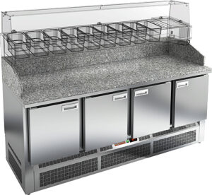 Стол холодильный для пиццы HiCold PZE3-1111/SN (каменная столешница под витрину)