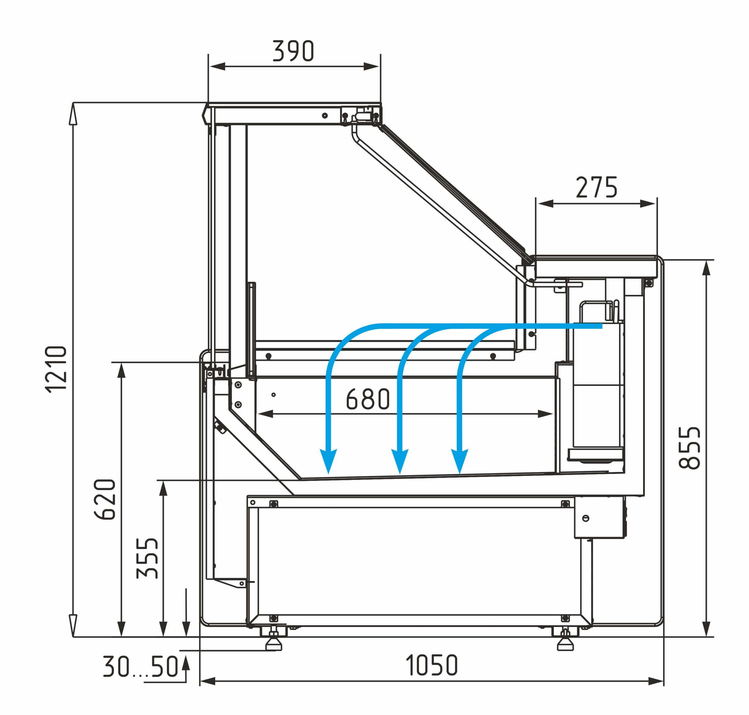 Витрина холодильная Carboma Gelios GC111 SL 1,25-1 (1008 Темный дуб)