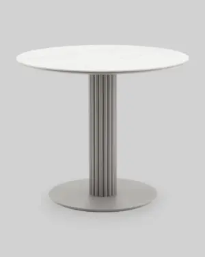 Стол круглый Терралино D90 верх керамика белый матовый, основание металл латте
