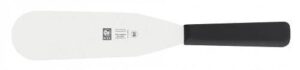 Лопатка кулинарная Icel 295 мм. прямая раб. часть 18*5,5 см. нерж. узкая с пластик. ручкой черн. артикул 541.8314.18