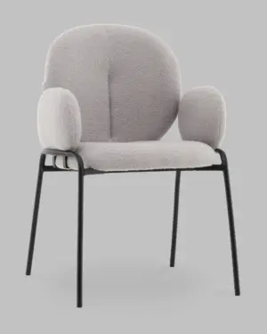 Стул с подлокотниками Моллек букле светло-серый