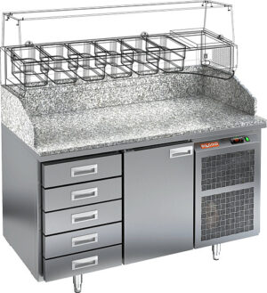 Стол холодильный для пиццы HiCold PZ4-1/GN (каменная столешница под витрину)